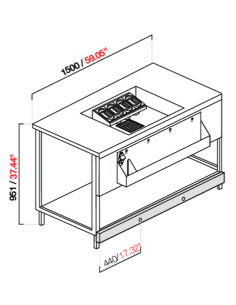 Cocktail counter - Stainless steel top - cm 150 x 65 x... 2