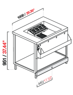 Cocktail counter - Stainless steel top - cm 100 x 65 x...