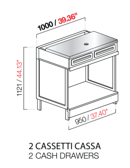 Banco macchina caffè - Piano inox - cm 100 x 68.8 x 112.1 h