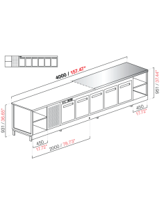 Banco bar - Refrigerated - N. 6 doors + 1 compartment -...