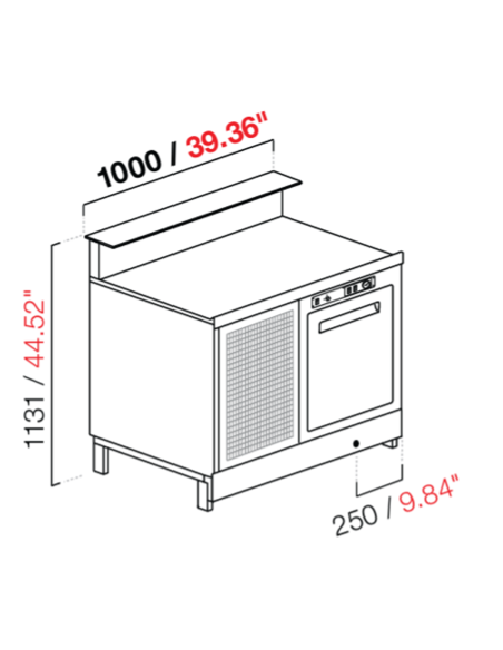 Banco bar - Linear - Refrigerated - N.1 door - cm 100 x 68.8 x 113.1 h