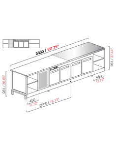 Banco bar - Refrigerated - N. 3 doors + 3 rooms -...