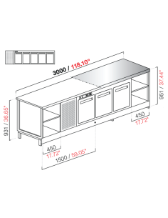 Banco bar - Refrigerated - N. 5 doors - Stainless steel -... 2