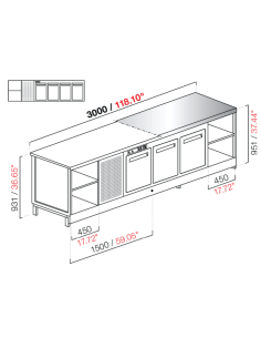 Banco bar - Refrigerated - N. 4 doors + 1 compartment -... 2