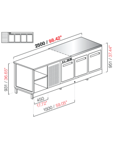 Banco bar - Refrigerated - N. 4 doors - Stainless steel -... 2