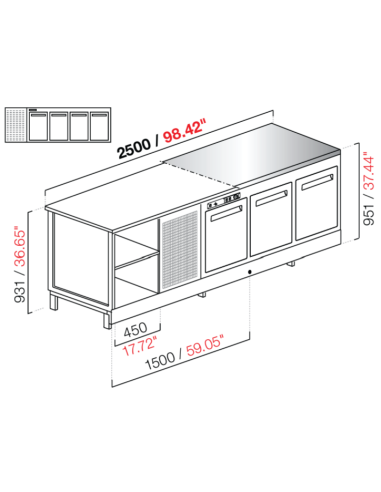 Banco bar - Refrigerated - N. 4 doors -...