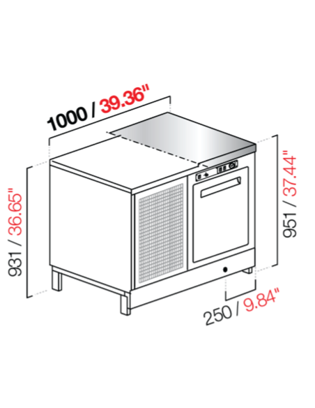 Banco bar - Refrigerato - N. 1 porta - Piano inox - cm 100 x 68.8 x 95.1 h