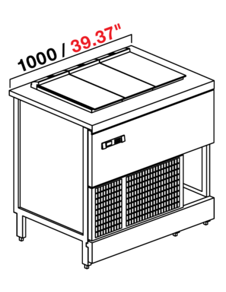 Banco gelateria - Senza riserva - N.6 carapine - cm 100 x 72.8 x 95.1 h