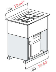 Topping tank - Recessed - N.6 x GN 1/6 - cm 72.3 x  53.6... 2
