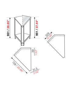 Square angle 45° - Planned preparation M/G/A - cm 72.8 x... 2