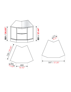 Square angle 45° - Planned preparation M/G/A - cm 72.8 x... 2