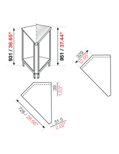 Square angle 45° - Stainless steel - cm 72.8 x 32.9 x 95.1 h 2
