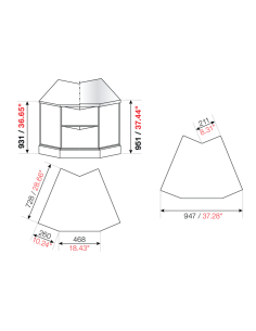 Square angle 45° - Stainless steel - cm 72.8 x 26 x 46.8... 2