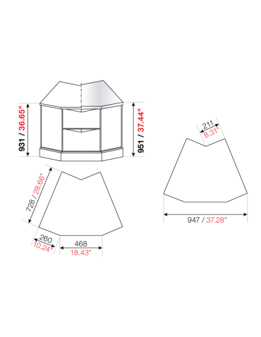 Square angle 45° - Stainless steel - cm 72.8 x...