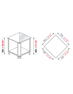 Square angle 90° - Stainless steel - cm 76 x 72.8 x 95.1 h 2