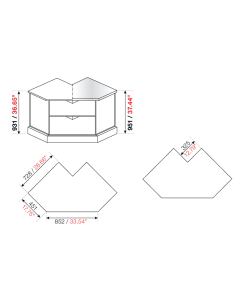 Square angle 90° - Stainless steel - cm 72.8 x 45.1 x... 2