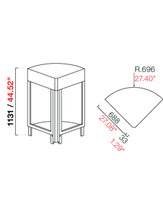 Curved angle 90° - Flat setup - Dimensions cm 68.8 x 68.8... 2