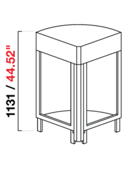 Angolo curvo 90° - Predisposizione piano - Dimensioni cm 68.8 x 68.8 x 113.1 h