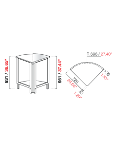 Ángulo curvado 90° - Configuración plana - Dimensiones cm... 2