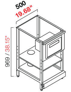Retro base neutra - Tramoggia - cm 50 x 54.6/64.1 x 100 h
