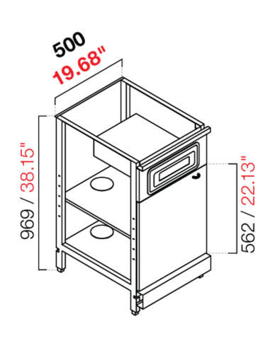 Retro base neutra - Cassetto cassa - Anta - cm...
