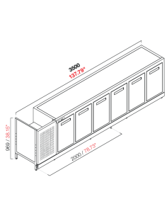 Retro base refrigerada - Temperatura positivo - cm 350 x... 2