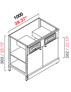 Retro base neutra - Cassetto - cm 100 x 54.6/64.1 x 100 h 2