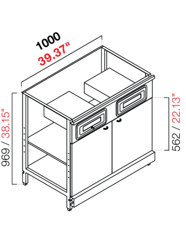 Retro base neutra - Cassetto - cm 100 x...