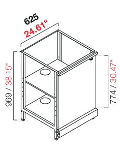 Retro base neutra -  Anta - cm 62.5 x 39.6/54.6/64.1 x 100 h