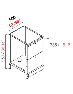 Retro base neutral - Two drawers - cm 50 x 54.6/64.1 x 100 h