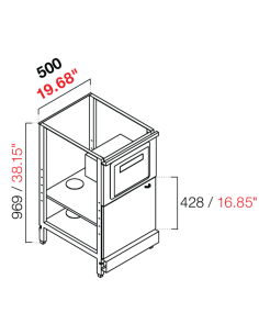 Retro base neutra - Tramoggia - Anta - cm 50 x 54.6/64.1...
