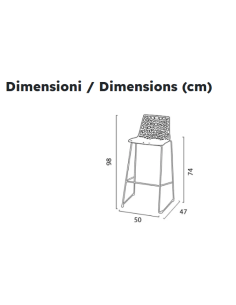 Polycarbonate stool - Dimensions cm 50 x 47 x 98 h 2