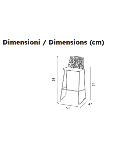 Polycarbonate stool - Dimensions cm 50 x 47 x 98 h