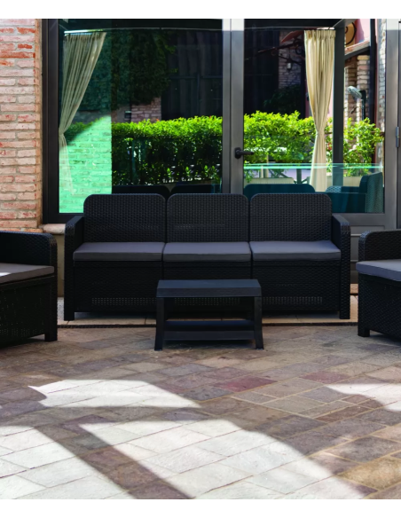 Set de Rattan - Asientos Sofa 3 - Dos sillones - Mesa cm 59 x 35 x 36 h