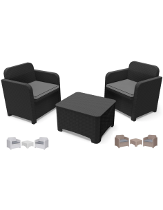 Rattan Set - Dos sillones - Sofa 2 asientos - Mesa cm...