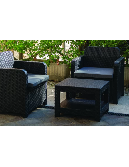 Rattan Set - Dos sillones - Tabla cm 67.5 x 57 x 42 h