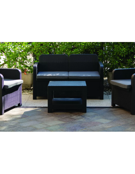 Rattan Set - Two armchairs - Sofa 2 seats - Table cm 61 x 53 x 42 h