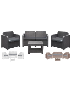 Rattan Set - Two armchairs - Sofa 2 seats - Table cm 61 x...