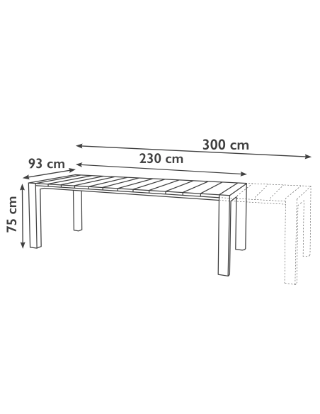 Polypropylene table - Stretchable - Dimensions cm 230/300 x 93 x 75 h
