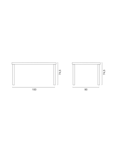 Table in polymer - Dimensions cm 150 x 90 x 74.5 h