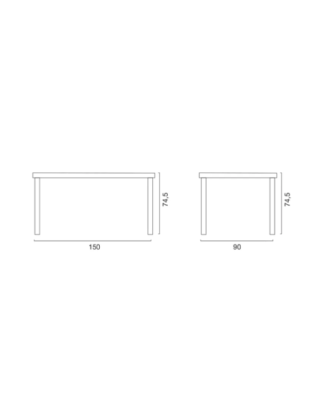 Table in polymer - Dimensions cm 150 x 90 x 74.5 h