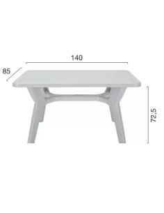 Polypropylene table - Dimensions cm 140 x 85 x 72.5 h 2