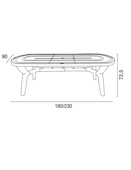 Mesa de polipropileno - Dimensiones cm 180 x 90 x 72.5 h