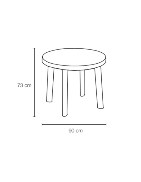 Polypropylene table - Dimensions cm 90 Ø x h
