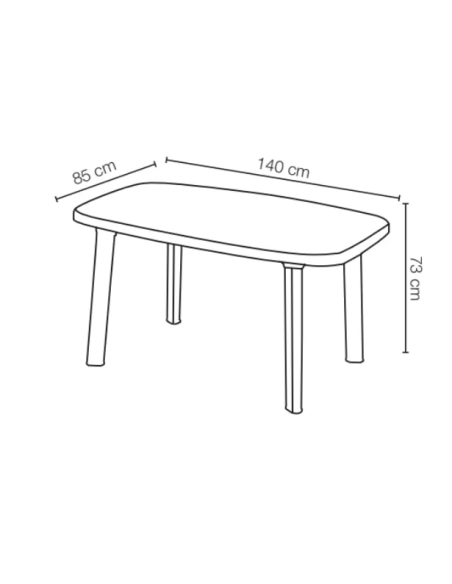 Mesa de polipropileno - Dimensiones cm 140 x 85 x 73 h