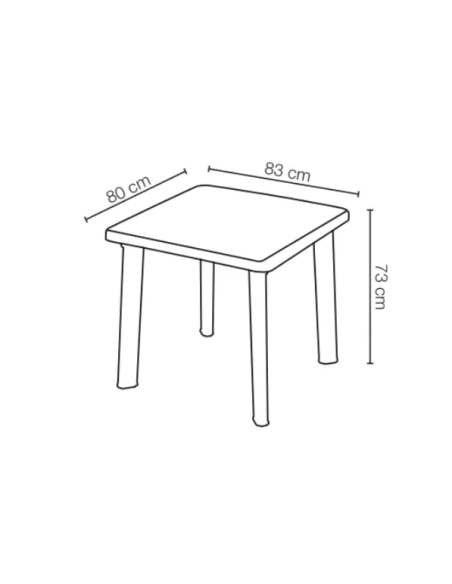 Polypropylene table - Dimensions cm 80 x 80 x 73 h