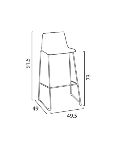 Stool - Polypropylene seat - Chrome base - Dimensions cm 49 x 49.5 x 91.5 h