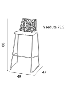 Taburete policarbonato - Dimensiones cm 49 x 47 x 88 h 2