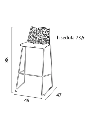Polycarbonate stool - Dimensions cm 49 x 47 x 88 h