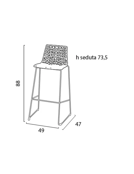 Polycarbonate stool - Dimensions cm 49 x 47 x 88 h